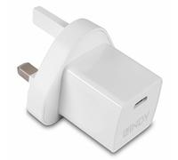 Lindy 20W USB Type C GaN Charger, UK Plug, White