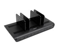 Lindy 240W 10-Port USB Charging Station & Hub. 8x USB-C PD 3.0 & 2x USB-A. Adjustable Dividers for Laptop, Tablet, & Phone Organization. Includes Global Power Adapters.