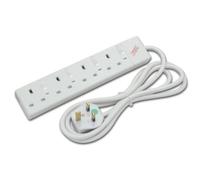 Lindy 2m 4-Way Individually Switched UK Mains Power Strips, White
