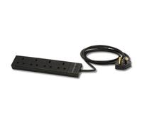 2m 4-Way UK Mains Power Extension, Black