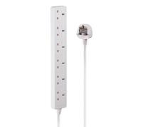 Lindy 2M 6-Way Uk Mains Power Extension, White