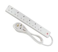 Lindy 30145 6-Way UK Mains Power Extension, White - 2 Metre