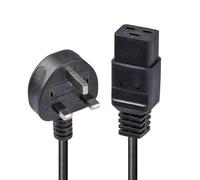 2m UK 3 Pin Plug to IEC C19 Power Cable. Black