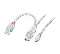 Lindy 2m USB 2.0 Dual Power Cable - 2 x Type A (20cm apart) to Mini-B