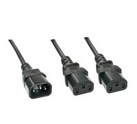 Lindy 30363 IEC Splitter Cable 1m IEC C14 to 2 x IEC C13 Black