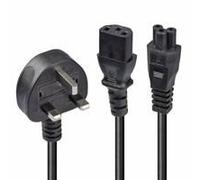 Lindy 30374 2.5m UK 3 Pin Plug To IEC C13 (Kettle) & IEC C5 (Clover) 10 Amp Mains Splitter Extension Cable - Black