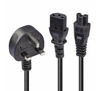 Lindy 30374 2.5m UK 3 Pin Plug To IEC C13 (Kettle) & IEC C5 (Clover) 10 Amp Mains Splitter Extension Cable - Black