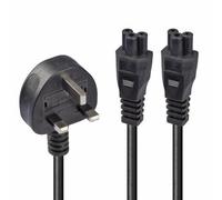 LINDY Extension Cable UK 3-Pin Plug to 2 x IEC C5 Splitter 2.5 m Black