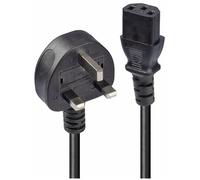 0.2m UK 3 Pin Plug to IEC C13 mains power Cable, Black