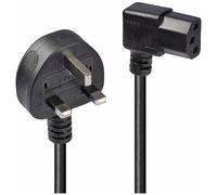 Lindy 1m UK Mains 3 Pin Plug to IEC C13 Right Angled Power Cable, Black
