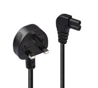 Lindy 30454 0.5m UK 3 Pin Plug To Right Angle IEC C7 (Figure-8) 3 Amp Fuse Mains Extension Cable - Black