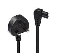 0.5m UK 3 Pin Plug to Right Angled IEC C7 mains power Cable, Black
