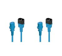LINDY 30471 IEC C14 to IEC C13 Extension Power Cable, Blue, 1m (Pack of 2)