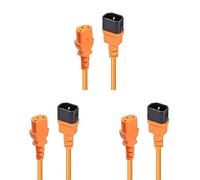 LINDY 30475 IEC C14 to IEC C13 Extension Power Cable, Orange, 2m (Pack of 3)