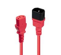 Lindy 30476 0.5m IEC C14 to IEC C13 Extension Power Cable, Red 0.5m Red