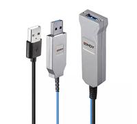 Lindy 30m Fibre Optic USB 3.0 Cable. Cable length: 30 m. Connector 1: USB A Connector 2: 2 x USB A USB version: USB 3.2 Gen 1 (3.1 Gen 1) Maximum data transfer rate: 5 Gbit/s Product colour: Blue Silv