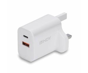 Lindy 30W USB Type A and C Charger UK Plug
