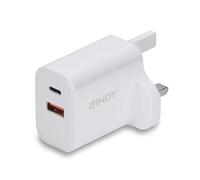 Lindy 30W USB Type A & C Charger UK Plug, Dual