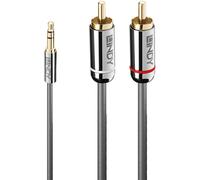 LINDY 35332 0.5 meters 3.5mm to Phono Audio Cable Cromo Line Anthracite