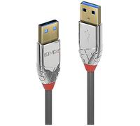 LINDY 36626 1m USB A USB A Male Grey USB cable - USB Cables (1 m, USB A, USB A, 3.0 (3.1 Gen 1), 5000 Mbit/s, Grey)