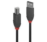 LINDY 36674 Anthra Line USB Cable, USB 2.0 Type-A (M) to USB 2.0 Type-B (M), 3m, Black & Red, Supports Data Transfer Speeds up to 480Mbps