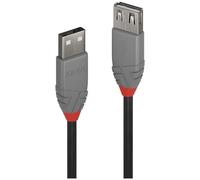 LINDY 36701 USB cable USB 2.0 USB-A plug, USB-A socket 0.50 m Black