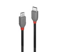 Lindy 36893 USB 2.0 Type C to Micro-B Cable 3m Black Round PVC