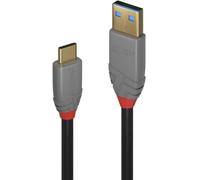 LINDY 36910 USB 3.1 Type C Cable, 5A PD, Anthra Line Black 0.5m
