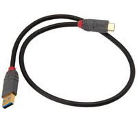 LINDY 36910 USB 3.2 Type C to A Cable, 5A, Anthra Line, Black, 0.5m