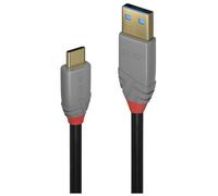 LINDY 36910 USB Cable USB 3.2 Gen 2 USB-C to USB-A 0.50 m Black Grey
