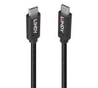 Lindy USB 3.2 Type-C Cable 36975 - 0.5m, 20Gbps, 100W PD, TPE, Double-shielded, Black
