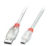 Lindy 3m USB 2.0 Cable - Type A to Mini-B, Transparent