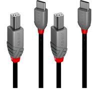 LINDY 3m USB 2.0 Type C to B Cable, Anthra Line (Pack of 2)