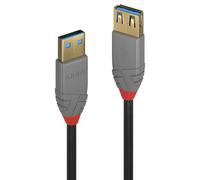 LINDY USB 3.2 Type A Extension Cable, Anthra Line - Black, 3m