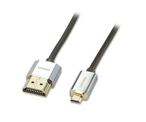 LINDY 4.5m CROMO Slimline High Speed HDMI to Micro HDMI 2.0 Cable with Ethernet, 4k@60Hz HDMI 2.0 10.2G 3D 1080p HDCP 2.2 HDR ARC CEC ATC Tested TV OLED Monitor DSLR Tablet Laptop Camera Media Player