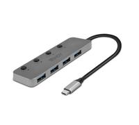 Lindy 43383 4 Port USB 3.2 Type C Hub with On/Off Switches