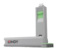 LINDY 40426 USB-C Socket Lock Set Green Includes 1 Key For Security
