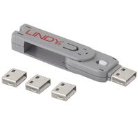 LINDY 40454 USB Type A Port Blocker Key - Pack of 4 Blockers, White White 4 Pack