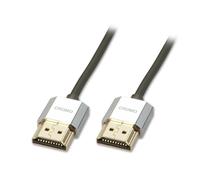 Lindy 41670 0.5m CROMO Slim High Speed HDMI 2.0 Cable with Ethernet, Black, Slim
