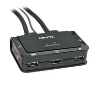 LINDY 42340 Compact 2 Port KVM Switch - HDMI, USB 2.0 & Audio, Black HDMI KVM Sw