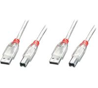 LINDY 5 m Type A to B USB 2.0 Cable - Transparent (Pack of 2)