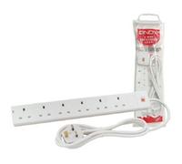 Lindy 5m 6-Way UK Mains Power Extension White. Product colour: White. Cable length: 5 m. Weight: 820 g