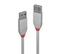 LINDY 5m USB 2.0 Type A Extension Cable, Anthra Line, Grey