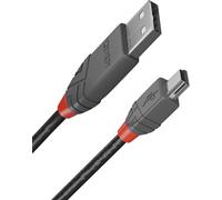 Lindy 5m USB 2.0 Type A to Mini-B Cable, Anthra Line, Pro Range, Gold Plated Co