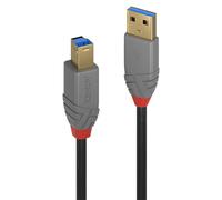 LINDY 5m USB 3.2 Type A to B Cable - USB Type A Plug to B Plug, 5GBit/s, Anthra Line