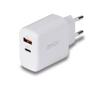 Lindy USB Type A & Type C GaN Charger 65W Plug Wall Power Adapter for Macbook, iPhone, iPad, Galaxy S24/S23, Dell laptops and Asus Acer Laptops