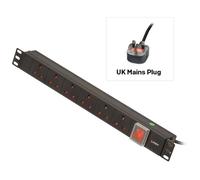 Lindy 1U 6 Way UK Sockets, Horizontal PDU with UK Plug