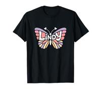 Lindy Butterfly - Personalized Cute Name Word Art T-Shirt