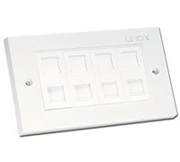 LINDY CAT5e Double Wall Plate with 4 x RJ-45 Shuttered Socket Unshielded