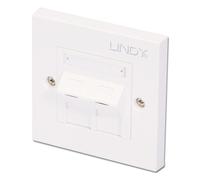 Lindy CAT5e Single Wall Plate with 2 x Angled RJ-45 Shuttered Socket, Unshielded